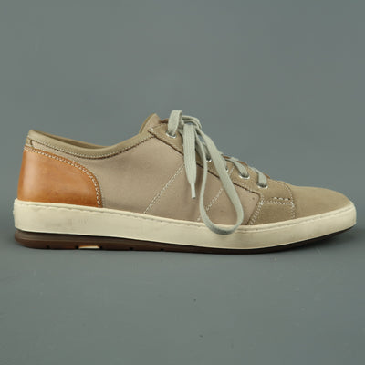 HESCHUNG Size 8 Taupe Suede & Canvas Low Top Sneakers