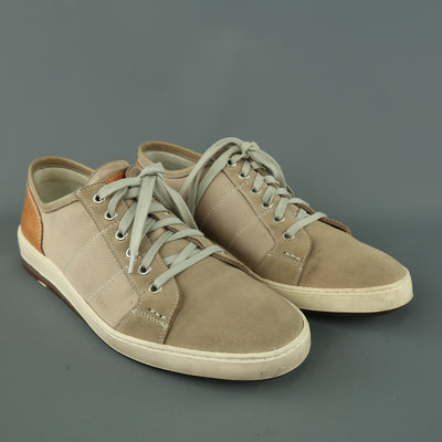 HESCHUNG Size 8 Taupe Suede & Canvas Low Top Sneakers
