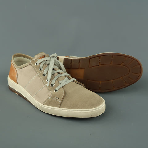 HESCHUNG Size 8 Taupe Suede & Canvas Low Top Sneakers