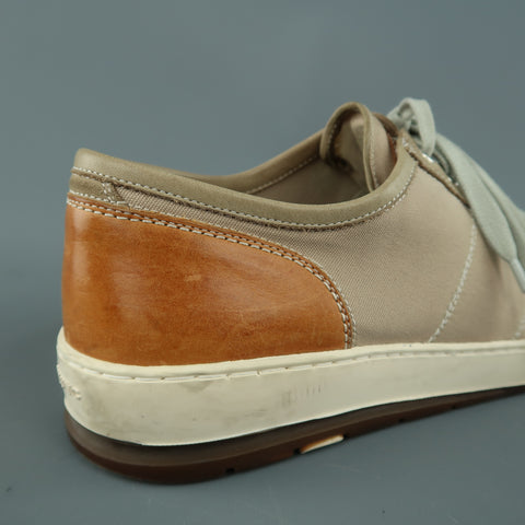 HESCHUNG Size 8 Taupe Suede & Canvas Low Top Sneakers