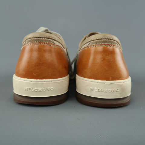 HESCHUNG Size 8 Taupe Suede & Canvas Low Top Sneakers