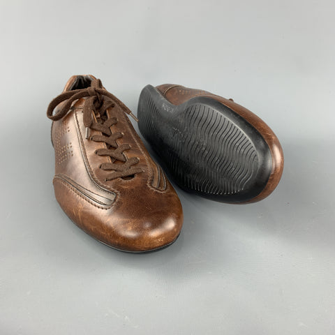 HOGAN Size 11 Brown Perforated Leather Lace Up Lace Up