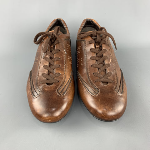 HOGAN Size 11 Brown Perforated Leather Lace Up Lace Up