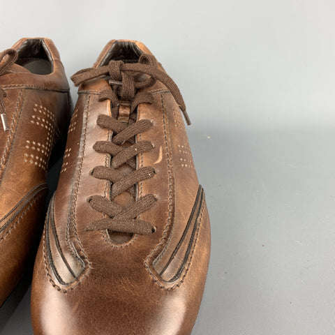 HOGAN Size 11 Brown Perforated Leather Lace Up Lace Up