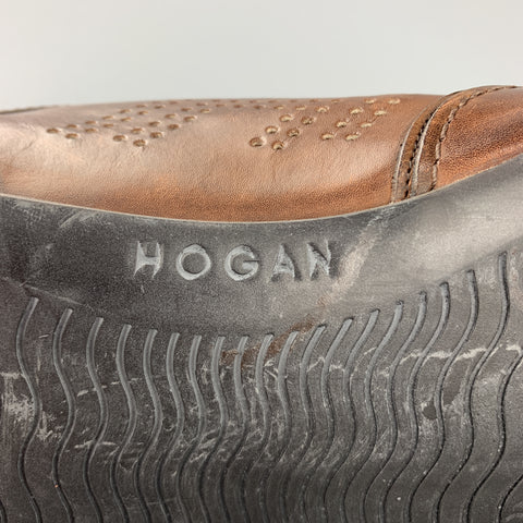 HOGAN Size 11 Brown Perforated Leather Lace Up Lace Up