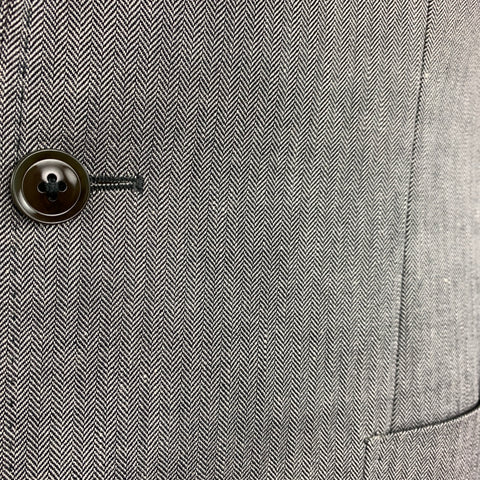 HUGO BOSS 38 Regular Grey Herringbone Wool / Linen Notch Lapel  Sport Coat