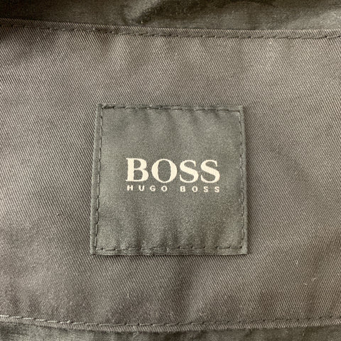 HUGO BOSS Chest Size 44 Black Solid Cotton Blend Belted Jacket