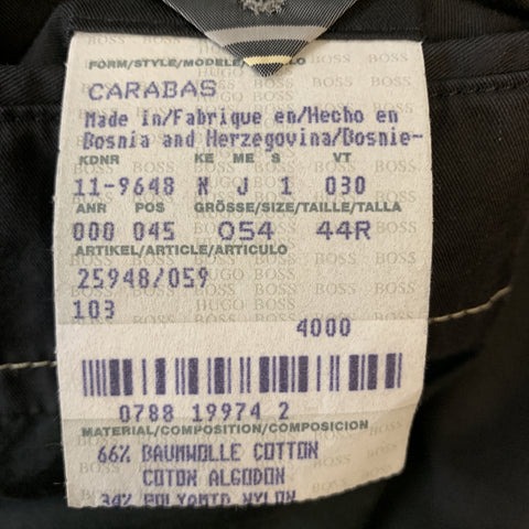 HUGO BOSS Chest Size 44 Black Solid Cotton Blend Belted Jacket