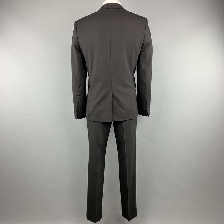HUGO BOSS 44 Regular Black Solid Wool 36 x 32 Notch Lapel  Suit