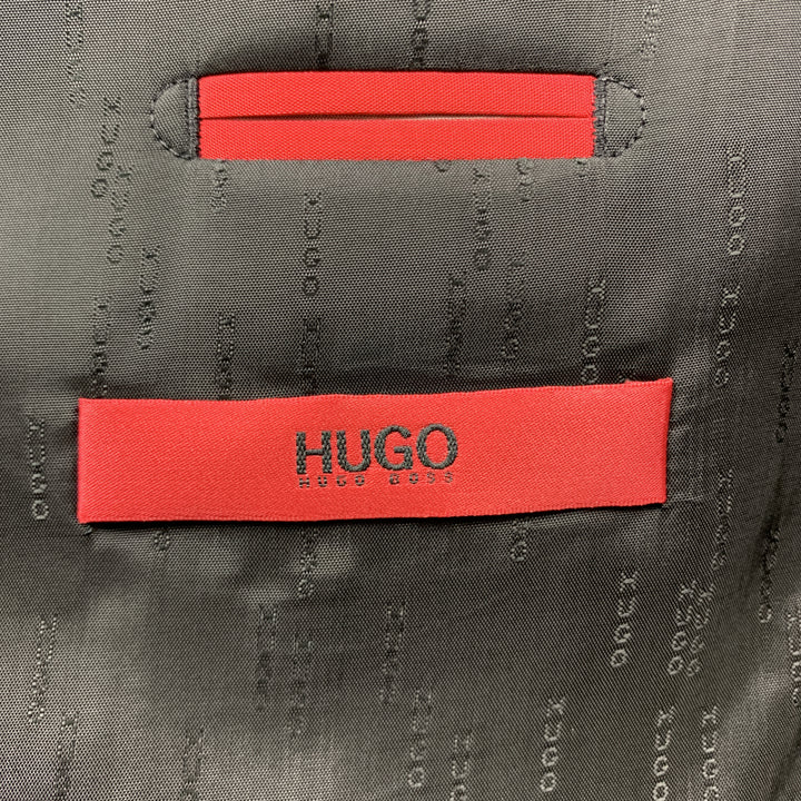HUGO BOSS 44 Regular Black Solid Wool 36 x 32 Notch Lapel  Suit