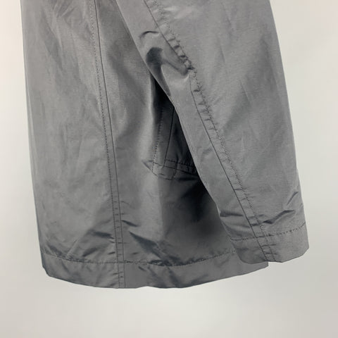 HUGO BOSS 46 Black Solid Cotton  Nylon Zip & Snaps Long Coat
