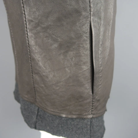 ISAAC SELLAM L Dark Gray Leather Extended Liner Hooded Jacket ISAAC SELLAM