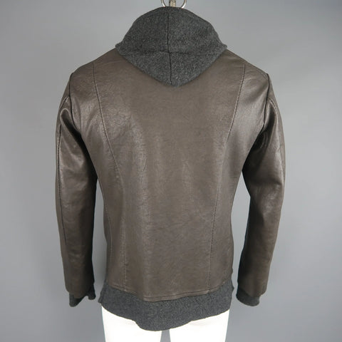 ISAAC SELLAM L Dark Gray Leather Extended Liner Hooded Jacket ISAAC SELLAM