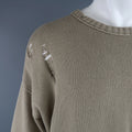 ISABEL BENENATO Size L Beige Distressed Destroyed Cotton Pullover Sweater ISABEL BENENATO