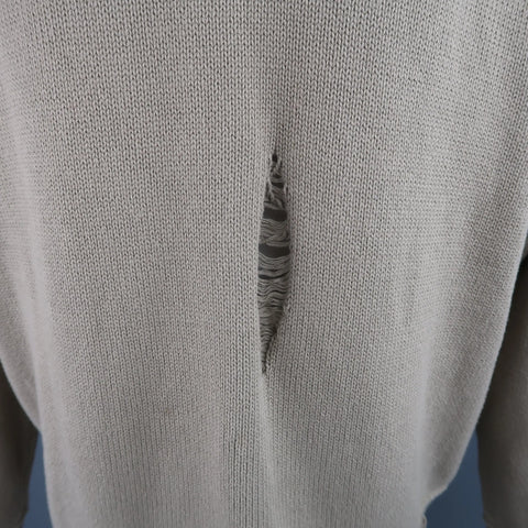 ISABEL BENENATO Size L Beige Distressed Destroyed Cotton Pullover Sweater ISABEL BENENATO