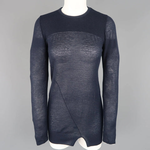 ISABEL MARANT Size L Navy Cashmere Sheer Burnout Pullover ISABEL MARANT