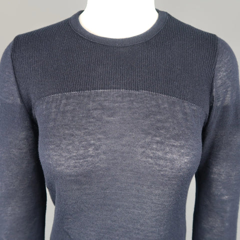 ISABEL MARANT Size L Navy Cashmere Sheer Burnout Pullover ISABEL MARANT
