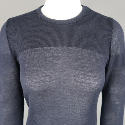 ISABEL MARANT Size L Navy Cashmere Sheer Burnout Pullover