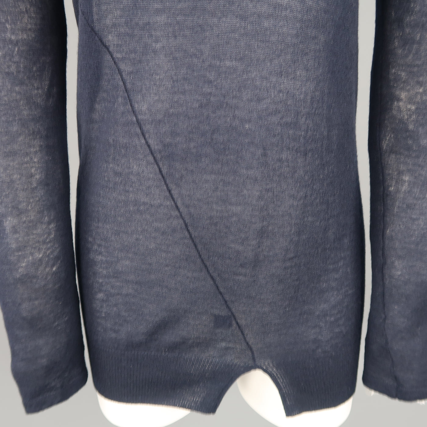 ISABEL MARANT Size L Navy Cashmere Sheer Burnout Pullover