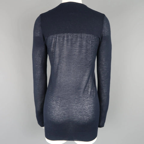 ISABEL MARANT Size L Navy Cashmere Sheer Burnout Pullover ISABEL MARANT