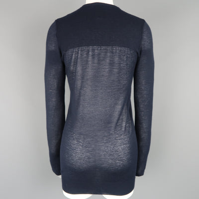ISABEL MARANT Size L Navy Cashmere Sheer Burnout Pullover