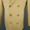 ISAIA 40 / IT 50 Khaki Cotton & Linen Chambray Double Breasted Peacoat Jacket ISAIA