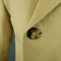 ISAIA 40 / IT 50 Khaki Cotton & Linen Chambray Double Breasted Peacoat Jacket ISAIA