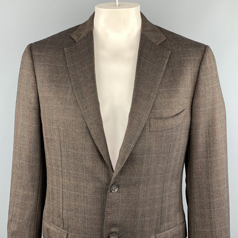 ISAIA US 42 / IT 52  Brown Plaid Wool Sport Coat