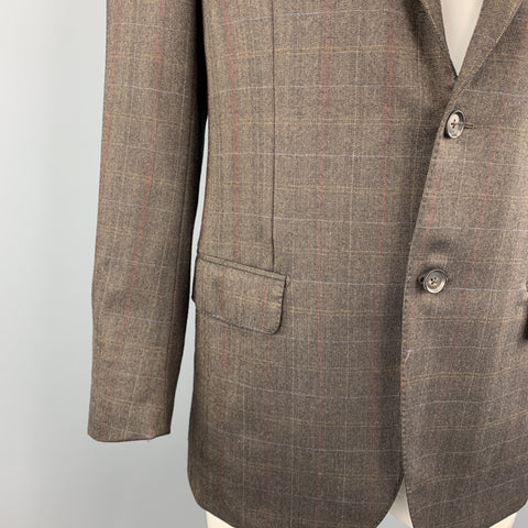 ISAIA US 42 / IT 52  Brown Plaid Wool Sport Coat
