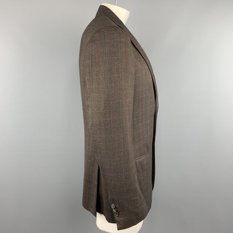 ISAIA US 42 / IT 52  Brown Plaid Wool Sport Coat