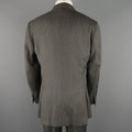 ISAIA 42 Regular Gray & Gold Pinstripe Wool 3 Button Notch Lapel  Suit ISAIA