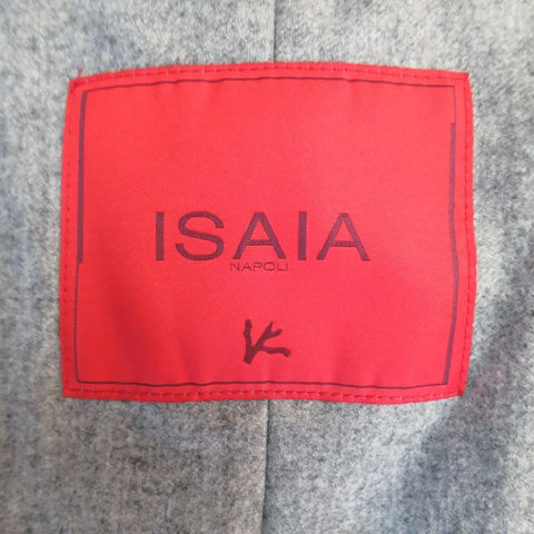 ISAIA US 44 / IT 54 Navy Cashmere Twill Hidden Placket Collar Coat ISAIA