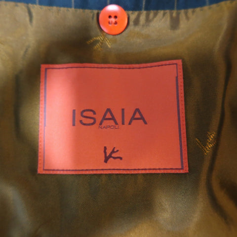 ISAIA 44 Regular Navy Striped Wool Single Breasted Notch Lapel  Suit ISAIA