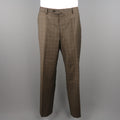 ISAIA 48 Long Brown Window Pane Wool Single Breasted 2 Button Suit ISAIA