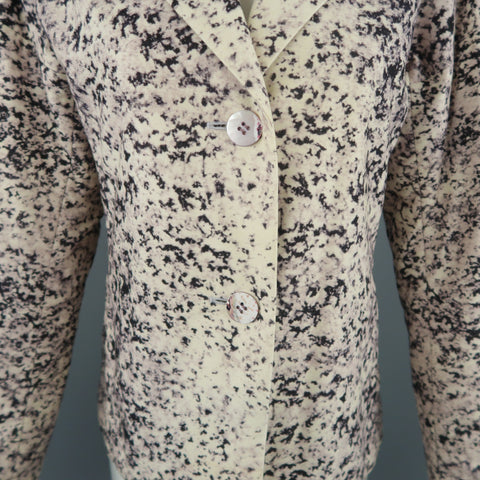 ISSEY MIYAKE Size M Beige Marble Print Notch Lapel Jacket