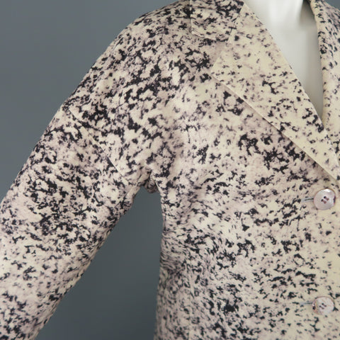 ISSEY MIYAKE Size M Beige Marble Print Notch Lapel Jacket