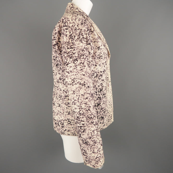 ISSEY MIYAKE Size M Beige Marble Print Notch Lapel Jacket