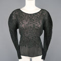 ISSEY MIYAKE Size M Black Pleated Green Ribbon Pattern Mesh Pullover ISSEY MIYAKE
