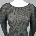 ISSEY MIYAKE Size M Black Pleated Green Ribbon Pattern Mesh Pullover ISSEY MIYAKE