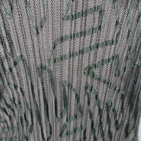 ISSEY MIYAKE Size M Black Pleated Green Ribbon Pattern Mesh Pullover ISSEY MIYAKE