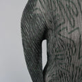 ISSEY MIYAKE Size M Black Pleated Green Ribbon Pattern Mesh Pullover ISSEY MIYAKE