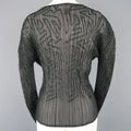 ISSEY MIYAKE Size M Black Pleated Green Ribbon Pattern Mesh Pullover ISSEY MIYAKE