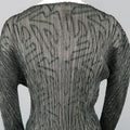 ISSEY MIYAKE Size M Black Pleated Green Ribbon Pattern Mesh Pullover ISSEY MIYAKE