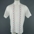 ISSEY MIYAKE Size XL White Cotton Plaid Stripe Short Sleeve Shirt ISSEY MIYAKE