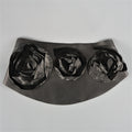 IVAN GRUNDAHL Size M Black Leather Thick Suede Floral Belt IVAN GRUNDAHL