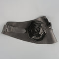 IVAN GRUNDAHL Size M Black Leather Thick Suede Floral Belt IVAN GRUNDAHL