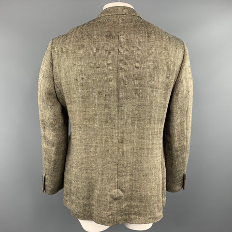 J CREW Chest Size 44 Regular Beige Herringbone Linen Notch Lapel Sport Coat