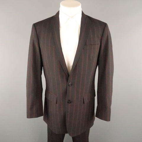 J.LINDEBERG Taille 40 Mélange de polyester à fines rayures noires et rouges 32 32 Costume