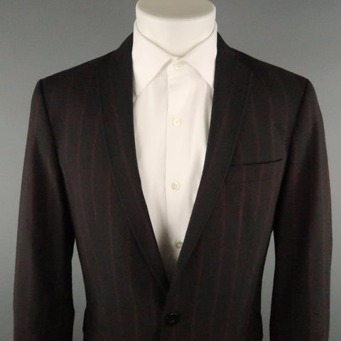 J.LINDEBERG  Size 40 Black & Red Pinstripe Polyester Blend 32 32 Suit