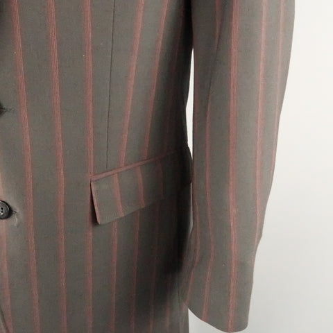 J.LINDEBERG  Size 40 Black & Red Pinstripe Polyester Blend 32 32 Suit